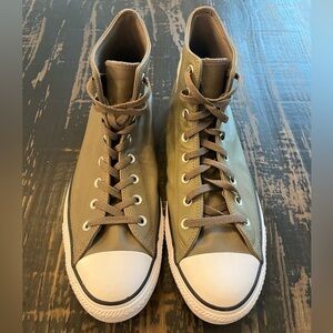 Converse All Star Chuck Taylor Taupe & White High Top Leather Sneakers